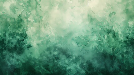 Wall Mural - Abstract Green Watercolor Painting with Blurry Shapes