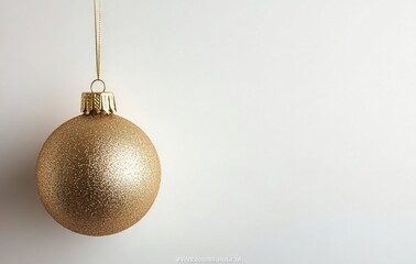 Sticker - Golden ornament hanging against a minimalist light-colored wall during the festive season