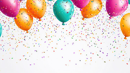 festive background with colorful balloons and confetti for birthday celebrations, ideal for party invitations, social media posts, and event decorations, high quality image