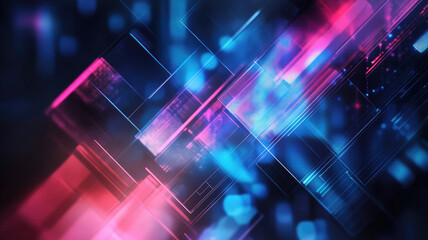 Canvas Print - abstract tech background blurred geometric shapes depth and focus interplay futuristic digital aesth