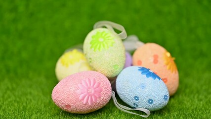 Sticker - easter eggs on green grass