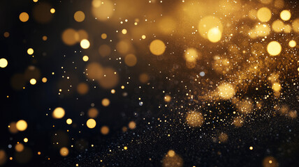 Wall Mural - luxury gold background with shimmering particles and bokeh lights festive abstract, high definition image