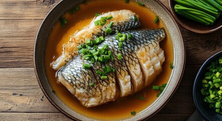 Sticker - Freshly prepared whole fish soup garnished with herbs served in a beautiful bowl