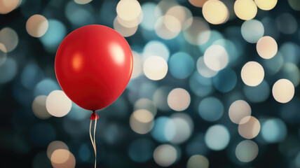 Wall Mural - close up of isolated red balloon on bokeh background, bokeh, balloon, highly detailed image