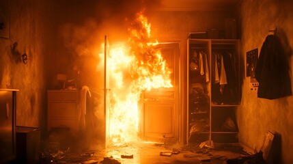 Devastating Closet Fire Engulfs Belongings in Smoke and Flames