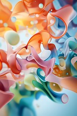 Wall Mural - Abstract Colorful Shapes and Bubbles.