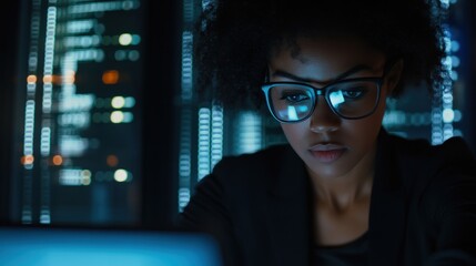 Focused Programmer in a Server Room
