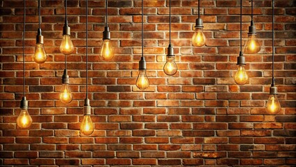 Rustic brick wall adorned with vintage bulbs