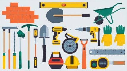 Wall Mural - The image shows a collection of various construction and repair tools. generative ai