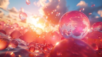 Poster - Design a surreal landscape where towering carbon dioxide molecules are being captured and transformed into colorful balloons filled with clean