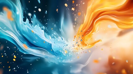 Wall Mural - Abstract Blue and Orange Swirls with Glitter.