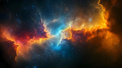 Wall Mural - Cosmic clouds of gas and dust glow brightly against a backdrop of distant stars.