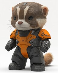 Sticker - Cute Badger in Futuristic Armor