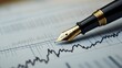 © Lucky Vision - Gold Fountain Pen Pointing at a Black Line Graph