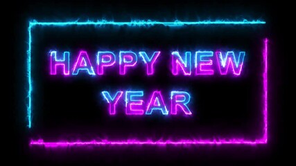 Wall Mural - 2025 happy new year 2025 animated text new year 2025 neon in 4K.