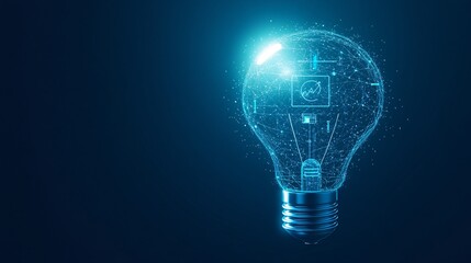 a glowing light bulb with digital connections, symbolizing innovative ideas and technology.