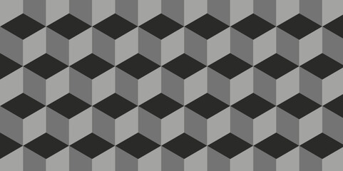 Wall Mural - Modern and minimal style cubic blank square seamless pattern. Vector mosaic cube and tile illustration triangle black and gray background wallpaper.