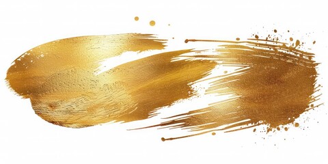 Wall Mural - gold paint brush stroke element graphic on white background effect