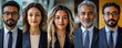 © Lumina Frame - Collage of portraits ethnically diverse business people, Generative AI