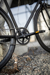 Wall Mural - Photo of a city bike in a parking lot
