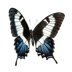 Poster - The blue-black and PNG butterfly displays its wings elegantly with striking patterns against a clean transparent background, blueblack and PNG butterfly on transparent background