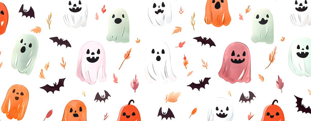 Funny abstract background for Halloween with ghosts