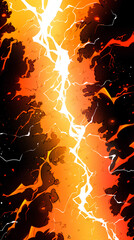 Wall Mural - a stream of orange lightning strikes straight from top to bottom. anime style