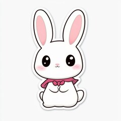 Canvas Print - Adorable White Rabbit with Pink Bow