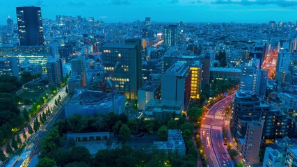 Wall Mural - 大都会東京夜景タイムラプス 2024・夕暮れから夜景　躍動する街並み