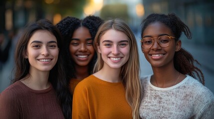 Diverse multi ethnic friend group of young people, Generative AI