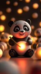 Poster - Cute Panda Holding a Light Stick