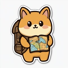 Poster - Cute Animal Traveler Holding a Map