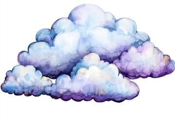 Poster - Watercolor illustration of purple clouds