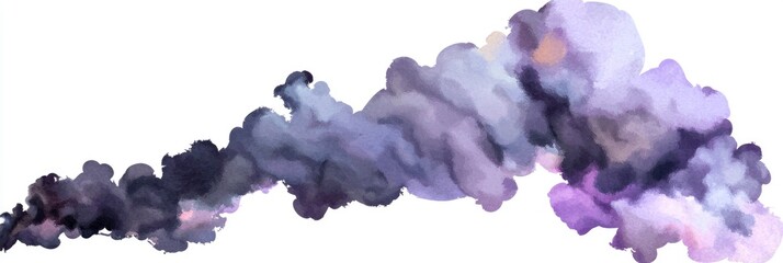 Wall Mural - Abstract Watercolor Cloud in Shades of Purple and Grey