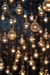 © Volha - Multiple vintage light bulbs with glowing filaments arranged in a pattern