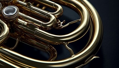 Wall Mural - Close-up of a Golden French Horn's Valve Section