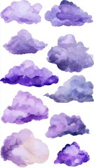 Sticker - Watercolor Purple Clouds Illustration