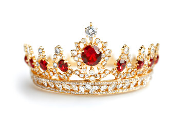 Golden crown with jewels isolated on white. Royal symbol of UK monarchy