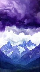 Sticker - Majestic Purple Mountains Under Cloudy Sky