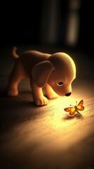 Canvas Print - Puppy and Butterfly