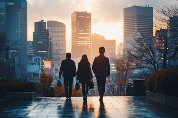 Business People Walking on a City Scape, Generative AI