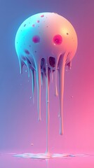 Sticker - Abstract Dripping Sphere with Neon Lights