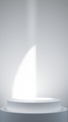 Poster - Minimalist White Podium with Light Beam