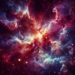 Nebula in deep space with glowing stars, creating a mysterious and vibrant astronomical scene