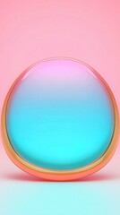 Canvas Print - Abstract Bubble with Gold Rim on Pink and Blue Gradient Background