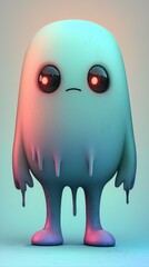 Poster - Cute Cartoon Monster with Dripping Paint