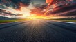 © Ева Поликарпова - Racing cars at sunset with a colorful sky and blurred tracks in the background