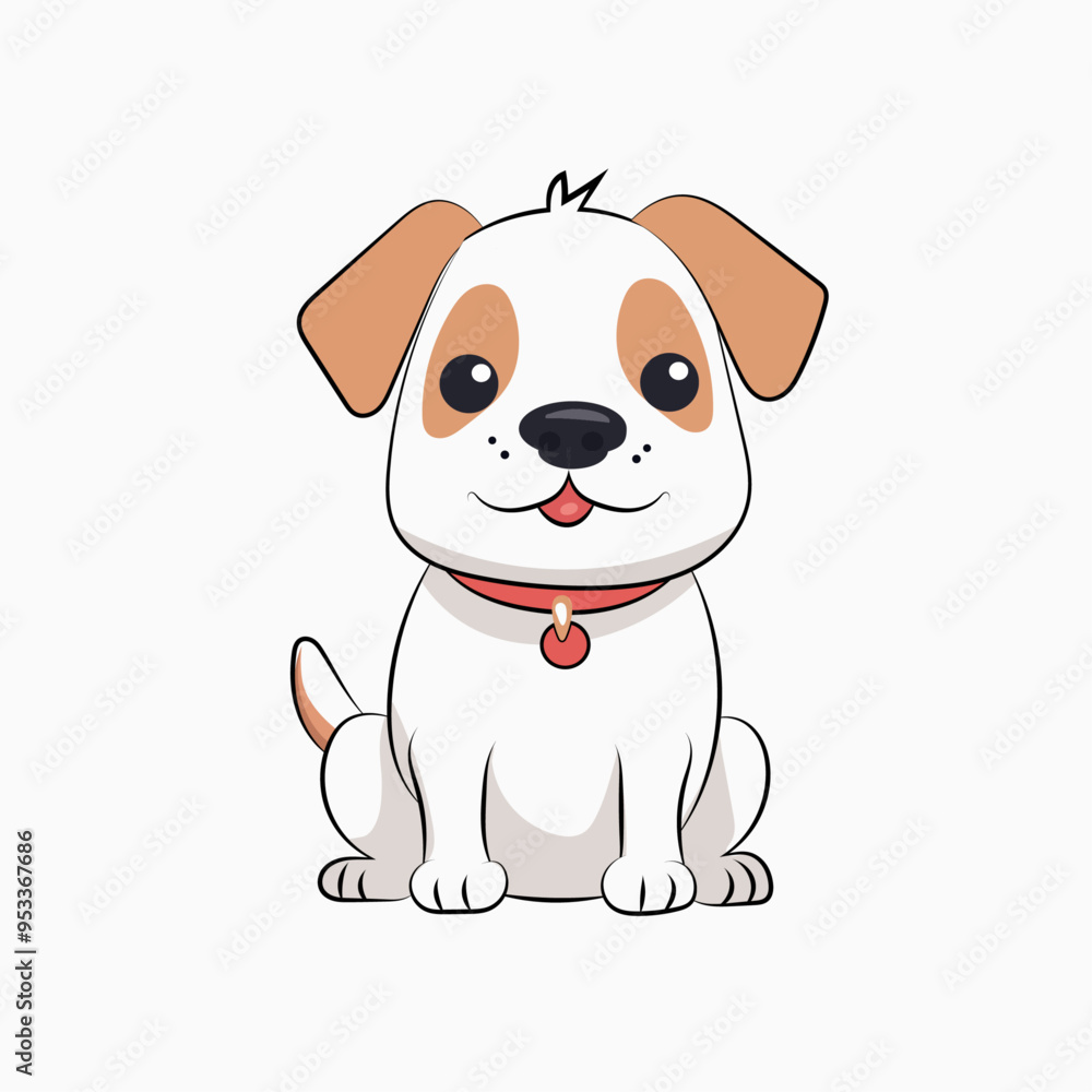 Cute dog vector illustrarion, Brown and white dog isolated on a white background.