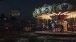 © Borasca - Eerie abandoned carnival ride at night with creepy carousel horses