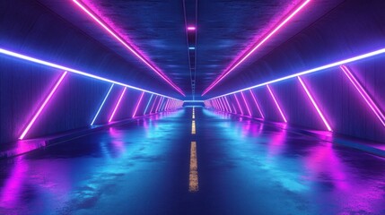 Canvas Print - Neon Lights Tunnel